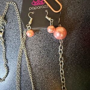 Paparazzi Coral and Silver Earrings